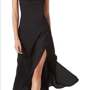 ASTR the label asymmetrical black slip dress